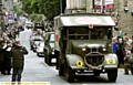 The military vehicle parade passing through Saddleworth 
