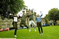 JOY IS IN THE AIR: Blue Coat pupils, left to right: Bethany Wignall, Matthew Whitmore, Owen Graham and Katie Davenport  

