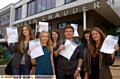 A-MAZING success: North Chadderton School pupils, from left, Abbie Heap, Taylor Langley, Emma Froggatt, Rhys Smith, Charlotte Greaves and Lilly Newton celebrate their A-level results today 
