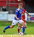 ON THE BALL: Athletic defender James Tarkowski in possession against Accrington in pre-season. 
