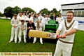 Captain Paul Towle leads the celebrations at Staley 
