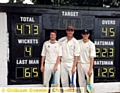 LAST weekend Heyside smashed a Versasteel Saddleworth and District Cricket League record when they racked up a mammoth 473 for four from their 45 overs against Micklehurst.

It surpassed the highest total score of Shaw, who hit 430 against Droylsden back in 2007.

Pictured are (l-r): Ryan Barnes (65 not out), pro Gerry Snyman (223 not out) and Nick Campbell (125 not out). 