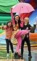 Having fun in the rain are Breeze Loasby(9),Carita Smith aka Fizzpop and Alex Loasby(11).