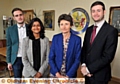 WELCOME to Oldham: the inaugural meeting of the Education and Skills Commission gets under way (from left) Sam Jones from Tunafish Media, Munira Mirza, Estelle Morris and council leader Jim McMahon
