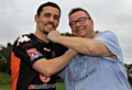 Anthony Crolla with Oldham Roughyeds Chairman Chris Hamilton