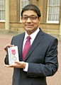 Abdul Jabbar with his MBE