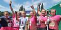 DAWN Nisbet with her Oldham team after completing Cancer Research UK's Pretty Muddy challenge
