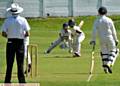 GO FOR IT: Oldham's Alfie McMylor goes for a shot 