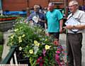 DISPLAY . . . Oldham gardening team leader Lee Gannon (centre) with the judges