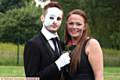 New Bridge school, prom night, Oldham. Pic shows, L/R, Tom Meggison , aged 19, arriving at the prom as Phantom of the Opera, with his mum, Nichola Street.
