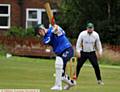 DEFENDER George Edmundson puts bat to ball after opening the batting for Athletic