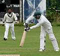 UPPERMILL professional Ayaz Tasawwar plays the ball to the leg side.