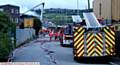 MAJOR DEPLOYMENT . . . the scene on Mossdown Road in Heyside.