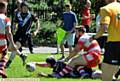 SO CLOSE . . . Rangers' Ethan Langhorn falls just short of the try line