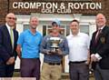 Crompton & Royton Golf Club host Golf District Championship - Brierley Cup winners Crompton & Royton team (l-r) presenting cup Crompton & Royton Golf Club Vice Captain David Harris, Gary Melling, Martin Barnes, Mike Shaw (missing team member Kris Sutcliffe) and presenting Crompton & Royton Captain Andrew Williamson