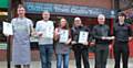 LEFT to right: Anthony Bayman (Bayman Butchers), Howard Maloney (Custom Clothing), Nicola Harkins (Potato Hut), Dale Robinson (Blooming Dale's), Bernie Dullaghan and Mike Kelly (Mecca Bingo)
