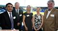 THE Business Growth Hub lunch at Latics, from left, Kashif Ashraf, Oldham enterprise trust, Terry Scuoler, CEO, EEF, Hilary Centeleghe, senior growth manager, Rebecca Chedd, environmental business adviser, and Stephen Lowe, Stoller charitable trust