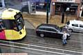 Driver parked on tram tracks on Union Street, Oldham.