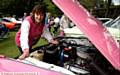 SARAH Blackburn (left) with her pink Cadillac