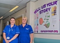 Sam Whelan, patient experience midwife with Sarah Platt, postnatal ward midwife at The Royal Oldham Hospital
