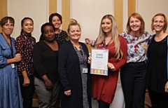 Pictured are (left to right): Lisa Williams, Zoe Bradshaw, Nozizwe Chirembo, Lisa Lewer, Vicky Brown, Kimberly Evans, Julie Spencer and Toni Stokes