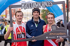 Men's race winner Gareth Raven is flanked by Jan Pichl and Michael Mannings