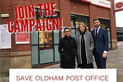Pictured with fellow MPs Debbie Abrahams and Angela Rayner outside Oldham Post Office