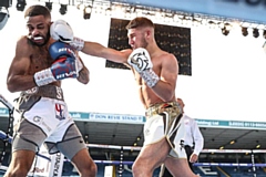 Danny Wright (right) in action against Mikey Sakyi at Leeds United's Elland Road stadium in May this year.

Pictures courtesy of Karen Priestley