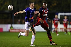 Early chance went begging: Athletic's George Edmundson (left)