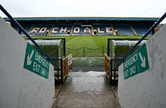 The pitch at the Crown Oil Arena is waterlogged