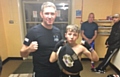 Tommy Lowe with his trainer at the Isaan Gym, Steve Donnelly