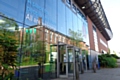 The entrance to Oldham Library and Lifelong Learning Centre, on Greaves Street