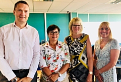 Pictured are (left to right): Carl Lofthouse, Senior Finance Business Partner; Julie Daines, Strategic Director of Corporate Affairs & Resources; Julie Burton, Assistant Finance Manager; Julia Taylor, Commissioning Manager for Surgical Specialities and Continuing Healthcare. 