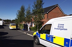 Officers at the scene on Acorn Close yesterday (Thursday) afternoon