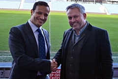 Credible Media owner Matt Ramsbottom pictured with Athletic owner Abdallah Lemsagam