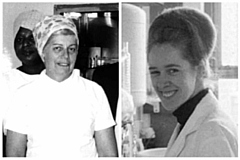 Women who supported the invention of IVF; L-R Sister Muriel Harris and nurse Jean Purdy.