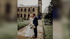 Loving embrace outside a HolyTrinity Church, Dobcross (Danielle Boxall Photography)
