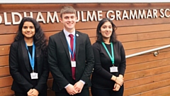 Oldham Hulme Grammar Students: Sagarika Koppera, Scott Campbell and Aneesa Afzal 
