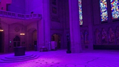 The scene inside the huge Grace Cathedral