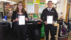 Hayley Parker and Thomas Howe are pictured showing off their certificates