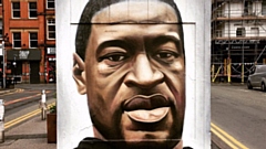 The George Floyd portrait in Stevenson Square