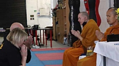 Two monks from the Wat Sriratanaram Monastery in Bolton came to Siam Camp in Oldham to conduct a blessing