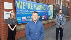 Pictured is Craig Holden (centre), Ultimate Products’ Group Operations and HR Director, alongside two Oldham-based colleagues, Jennifer Dodd (left) and Yasir Hussain (right).