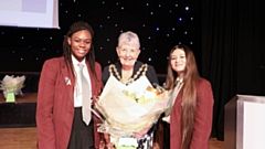 Cllr Jenny Harrison with Gloria Osarenmwindamwen Igbineweka and Lorena Colompar