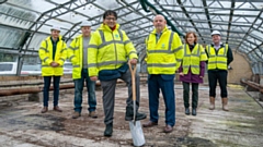 Deputy Leader, Cllr Abdul Jabbar with council officers and construction partners, Whitfield and Brown Developments