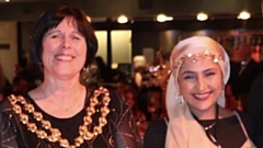 Oldham Youth Mayor Samah Khalil pictured with the town's Mayor, Cllr Ginny Alexander
