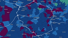 A map highlighting the spiking rates in Manchester and surrounding areas