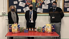 Werneth Primary Pastoral Lead Jackie Hodgkiss (left) is pictured with School Principal Jonathan Bell (centre) and Teaching Assistant Paul Greenwood