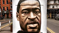 The George Floyd portrait in Stevenson Square