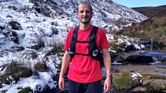 Dan Mounsey, pictured training on the Pennine hills in Saddleworth, is raising money for the Mind mental health charity in memory of his mother, Gillian Mounsey